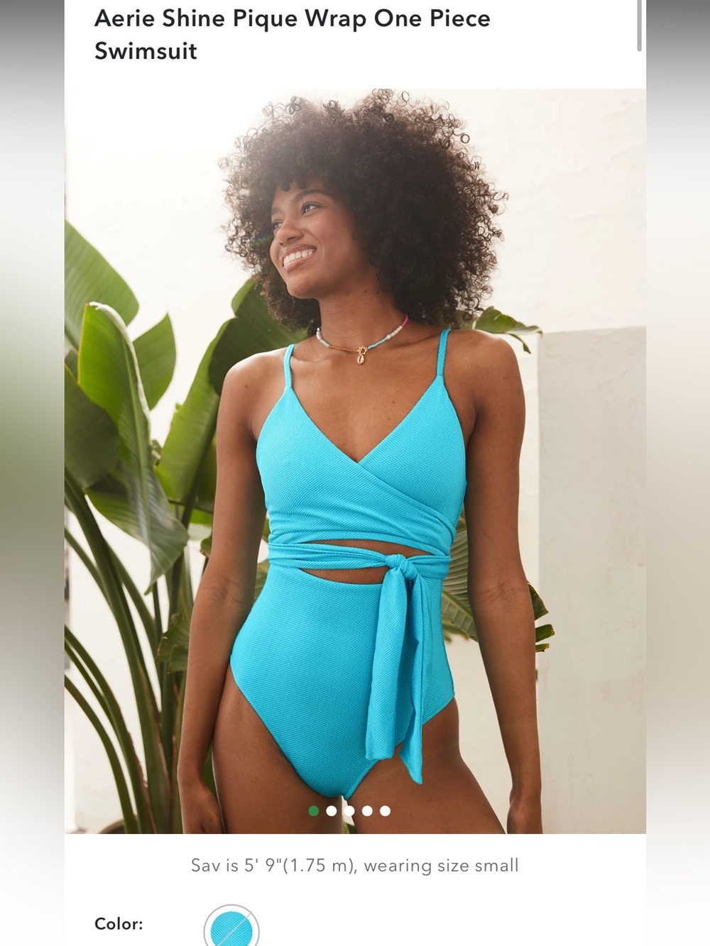 aerie Turquoise Wrap Pique One-Piece Swimsuit